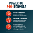 Three-in-one formula ingredients with benefits: Ceylon cinnamon, Chromax® chromium, GlucoVantage®