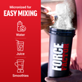 Mix Force Factor creatine with water, juice, or smoothies using a shaker for easy and convenient blending.