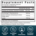 Supplement facts label for dietary supplement, listing ingredients and amounts per serving, with no artificial additives.