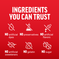 Ingredients You Can Trust infographic with no artificial dyes, preservatives, flavors, sweeteners, gelatin, or sugar

