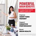 Woman presenting at whiteboard with text showing creatine may improve short-term memory, cognitive performance, and brain health