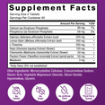 Somnapure supplement facts panel listing sleep-supporting ingredients and icons for no gelatin, no sugar, no artificial dyes.