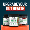 Three Force Factor gut health supplements on display with headline “Upgrade Your Gut Health”