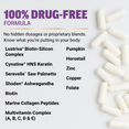 White capsules with full ingredient list for 100% drug-free Hair Growth Accelerator Pro formula
