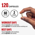 Test X180 Alpha usage guide: 120 capsules, take 2 with breakfast and pre-workout on workout days, or with dinner on rest days.