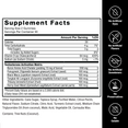 Supplement facts panel for Test X180 gummies, detailing ingredients, serving size, and key testosterone-boosting compounds.