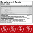 Supplement facts for Test X180 Alpha featuring performance blend and testosterone-boosting ingredients like fenugreek and L-citrulline.