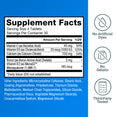 Supplement facts panel for Bone Health Plus Strength tablets with no artificial dyes, no gelatin, third-party tested icons