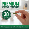 Hand holding green Modern Moringa vegetable capsule with 30 servings dosage instructions
