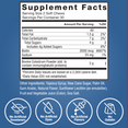 Supplement facts showing 2g colostrum, 2000mcg biotin, no artificial sweeteners, dyes, flavors, or gelatin in the product