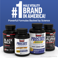 Display of Force Factor Prostate Advanced products and other male vitality supplements showcasing science-backed formulas.