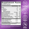 Supplement facts panel for Hair Growth Accelerator Pro soft chews with no artificial sweeteners or dyes, third-party tested icons