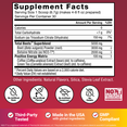 Supplement Facts panel for Total Beets Energy with icons for no dyes, no flavors, no sweeteners, and no gelatin.