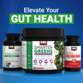 Product group shot with text “Elevate Your Gut Health” featuring Smarter Greens, Ultra Berberine, and ProbioSlim.