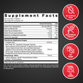 Test X180 Boost supplement facts panel with testosterone complex and icons for clean formulation.