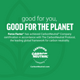 Good for you, good for the planet with CarbonNeutral certification logo on a green background.