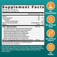 Modern Mushrooms Gummies supplement facts panel with no preservatives, no artificial dyes or flavors, no gelatin icons
