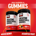 Two Force Factor Creatine Monohydrate Gummies bottles in mixed berry and assorted fruit flavors.