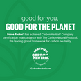 Force Factor certified CarbonNeutral company message on green background.