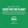 Green background with certification badge noting Force Factor’s carbon neutral status under The CarbonNeutral Protocol.