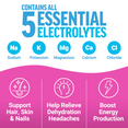 Highlights five essential electrolytes, promoting energy, hydration, and hair, skin, and nail health.