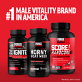 Top male vitality supplements featuring Test X180 Ignite, Horny Goat Weed, and Score! Hardcore.