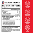 Supplement facts panel for Test X180 Max Gummies with dosage, ingredients, and icons for no dyes, gelatin, or sweeteners.