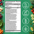 Supplement facts panel for Force Factor Fruits & Veggies soft chews with superfood blend, no artificial dyes, gluten free, vegan
