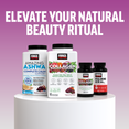 Force Factor beauty supplements on podium with “Elevate Your Natural Beauty Ritual” on pink gradient background.
