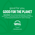 Green graphic showing Force Factor’s CarbonNeutral company certification and commitment to sustainability.