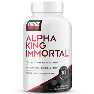 Alpha King Immortal bottle, a testosterone support supplement for strength, muscle, and performance.