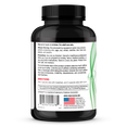 Supplement bottle with dosage instructions, nutrition facts, and a warning label, featuring a green and white design.