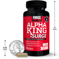 Size Comparison, 60 Capsule Bottle, Alpha King Surge