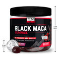 Size Chart, 60 Gummy Tub, Black Maca Gummies