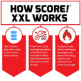 How SCORE! XXL® Works: Take 3 tablets daily with a meal or 30 minutes before activity. Potent nitric oxide boosting ingredients in the Blood Flow Stimulation Matrix help improve blood flow and maximize arousal. Traditional male vitality and energy boosting blends deliver the energy, stamina, and endurance you crave to go longer.